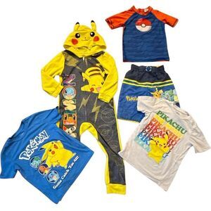 Boys size 6 Pokemon theme bundle pajamas tshirt swimsuit